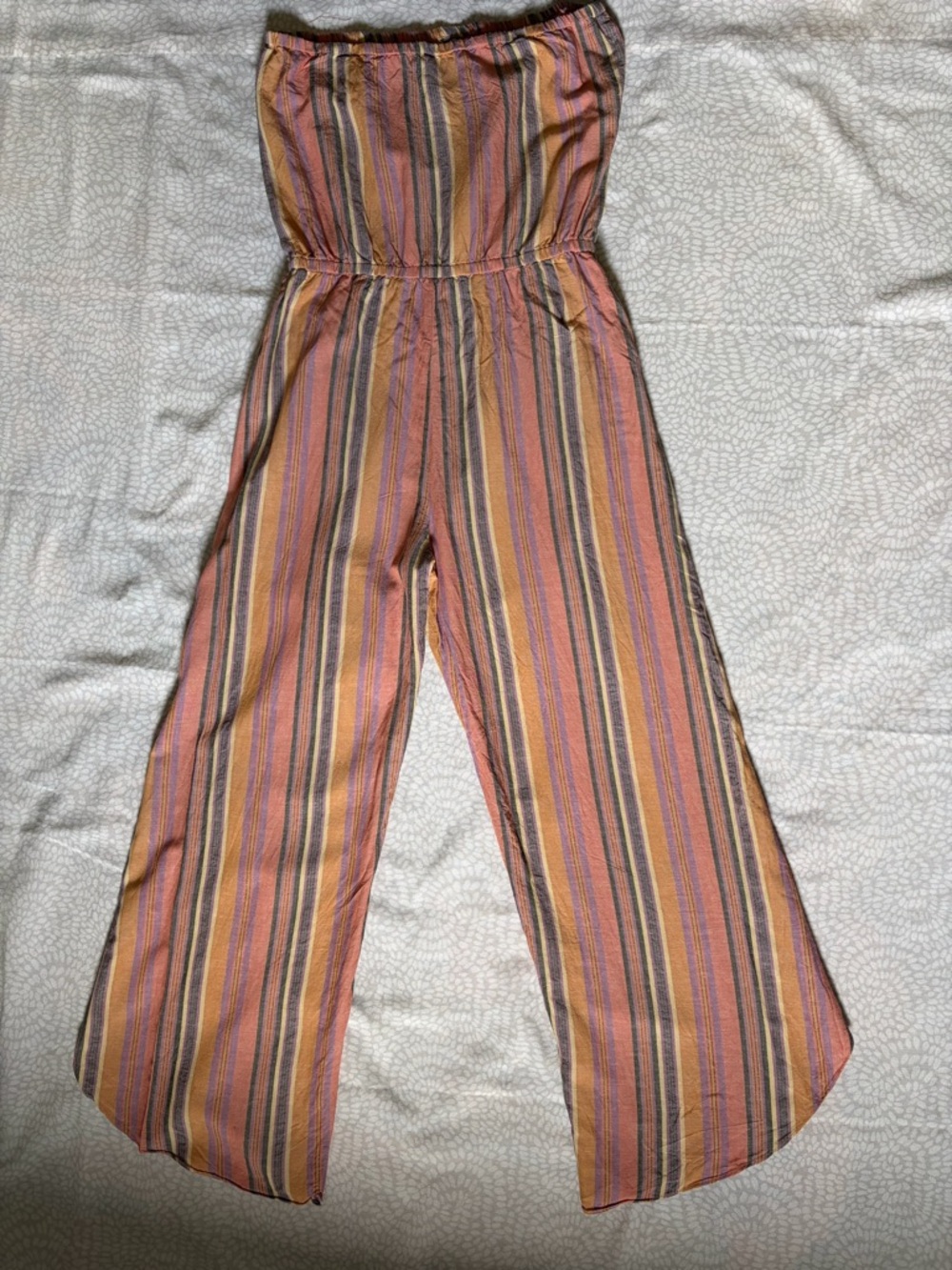 Anthropologie Drew Emerson Strapless Jumpsuit Stripe Linen Size medium - Picture 2 of 7